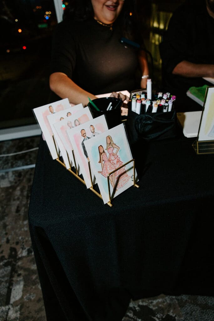 Flash Portraits wedding favors for guests at in Orlando in the DeVos Family Room at The Dr Phillips Center for Performing Art. Immaculate Events Orlando Wedding Planners